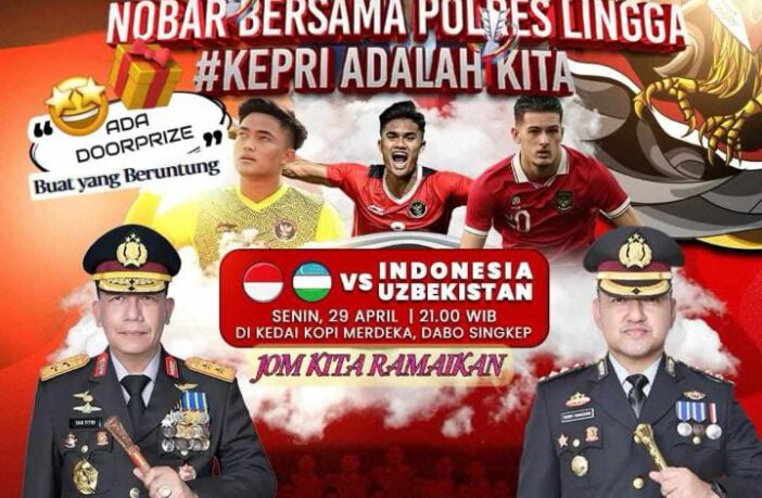 Kapolres Lingga Ajak Warga Dabo Singkep Nobar Timnas Indonesia vs Uzbekistan Piala AFC U-23