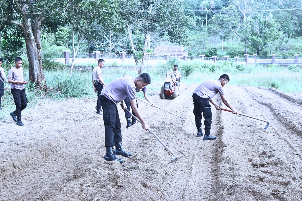 Kompol. Andi Sutrisno Pimpin Pembukaan Lahan Perkebunan Jagung Polres Lingga Dukung Program Ketahanan Pangan Berkelanjutan | fotografer: ist