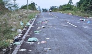 Sampah Berserakan di Jalan SMK Negeri Singkep Menuju Batu Berdaun, Warga Dabo Singkep Keluhkan Minimnya Kesadaran Lingkungan | f. Ivn