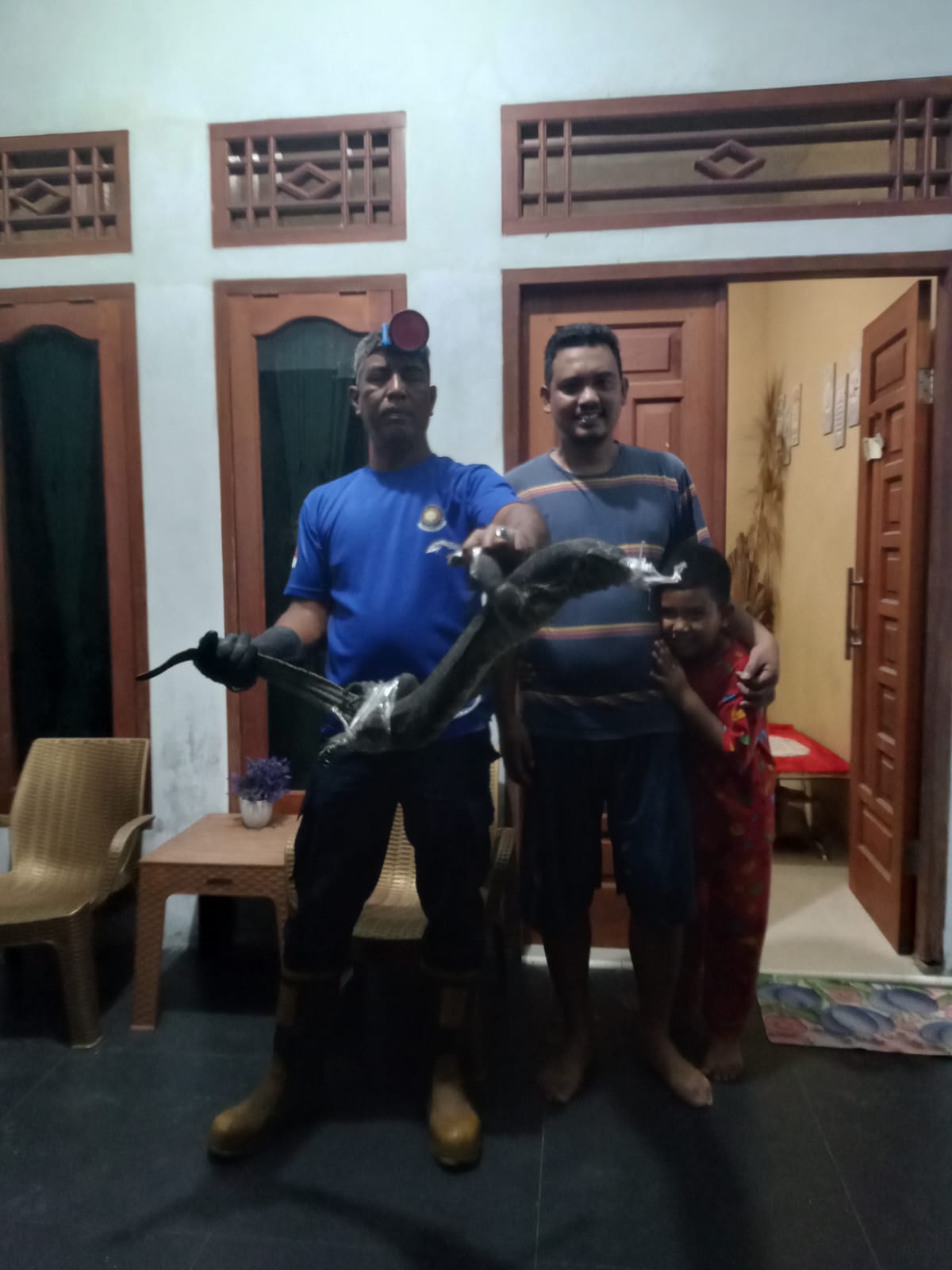 Petugas Damkar unit Dabo Singkep berhasil mengevakuasi Biawak besar yang masuk ke dalam rumah warga. F. Redaksi