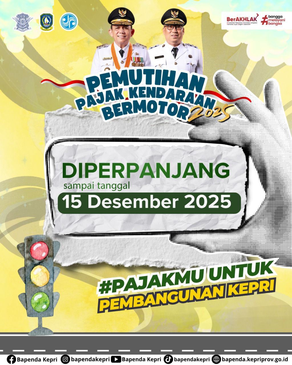 Brosur informasi perpanjang pemutihan pajak kendaraan bermotor tahun 2025. F. Redaksi